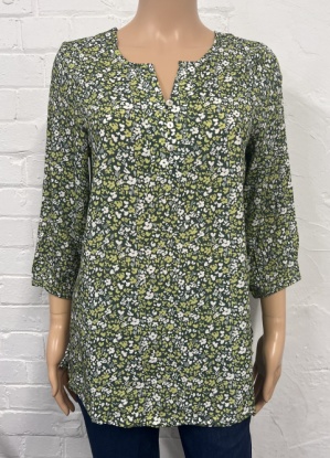 Sugar Crisp Ditsy Floral Green Top